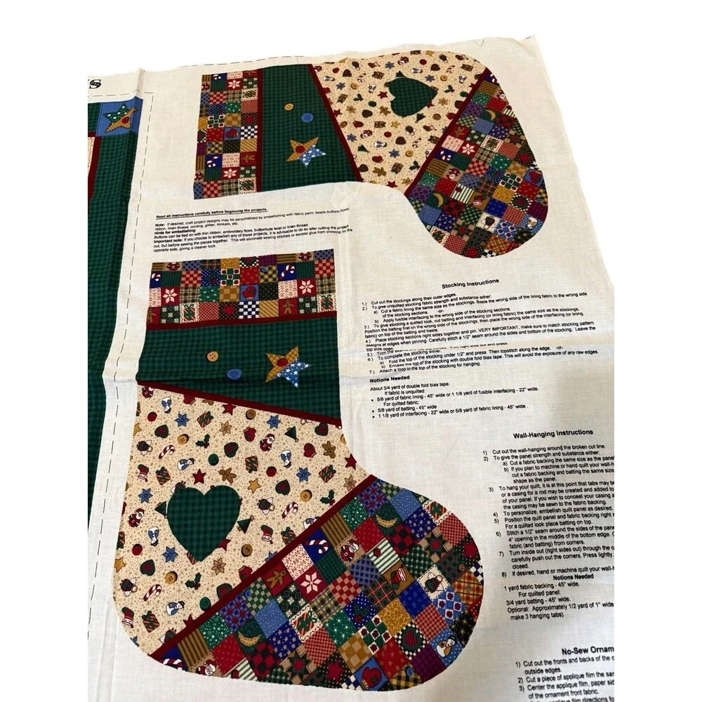 Cranston Homespun Holidays Christmas Cut Sew Fabric Panel Stockings Quilt